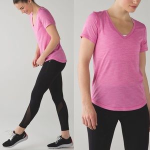 Lululemon Pink Paradise V-Neck What The Sport Tee